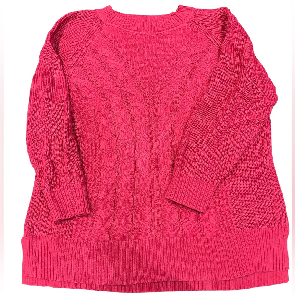 Penn by Penningtons Vibrant Pink Cable Knit Plus Sized Sweater